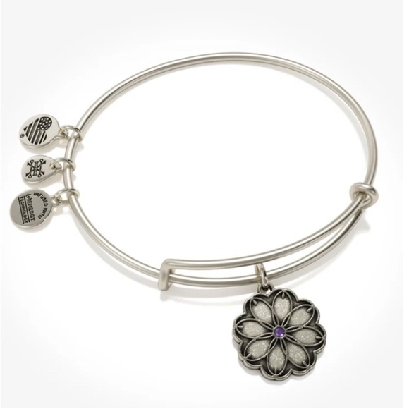 Alex and Ani Jewelry - 💜ALEX AND ANI💜 Healing Love Flower
Charm Bangle in Rafaelian Silver/EUC